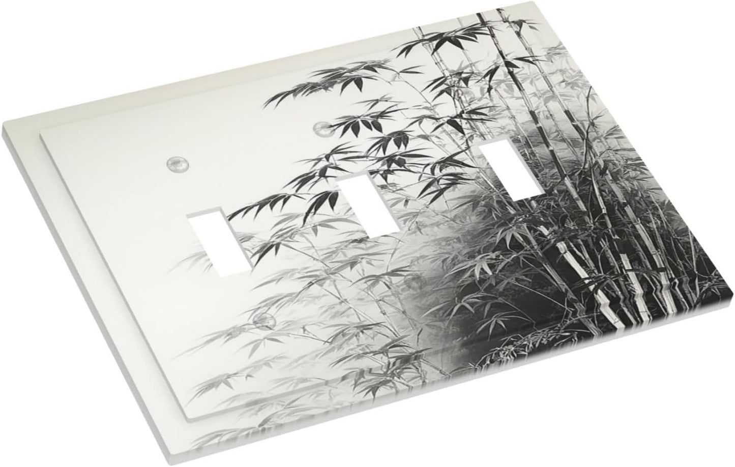 Light Switch Covers Watercolor Vintage Ink Bamboo Forest 3 Gang Wall Plates Triple Toggle Outlet Cover Decorative Switchplates Electrical Panel Cover for Kitchen Living Room 4.8 X 6.7 IN