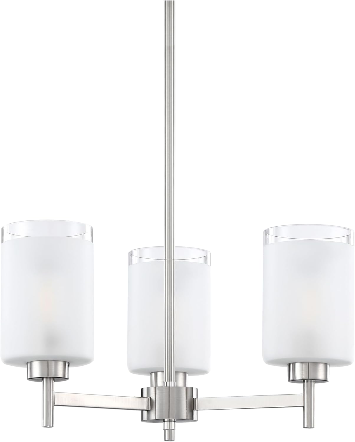 Doraimi Lighting 3 Light Chandelier Clear Frosted Glass Shade Classic Style Ceiling Pendant Light Fixture Brushed Nickel Finish for Meeting Room Dining Room Over Table Living Room