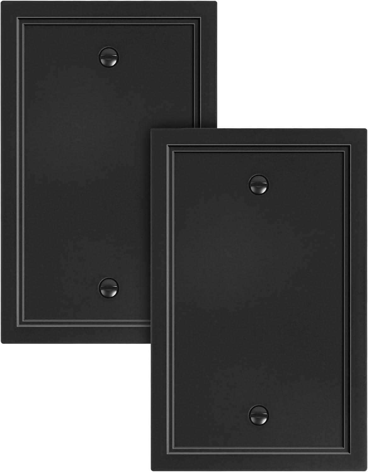 2-Pack Blank Outlet Cover Wall Plate, Natural Material Switch Plates Outlet Covers, Black Decorative Wall Plates for Electrical Outlets