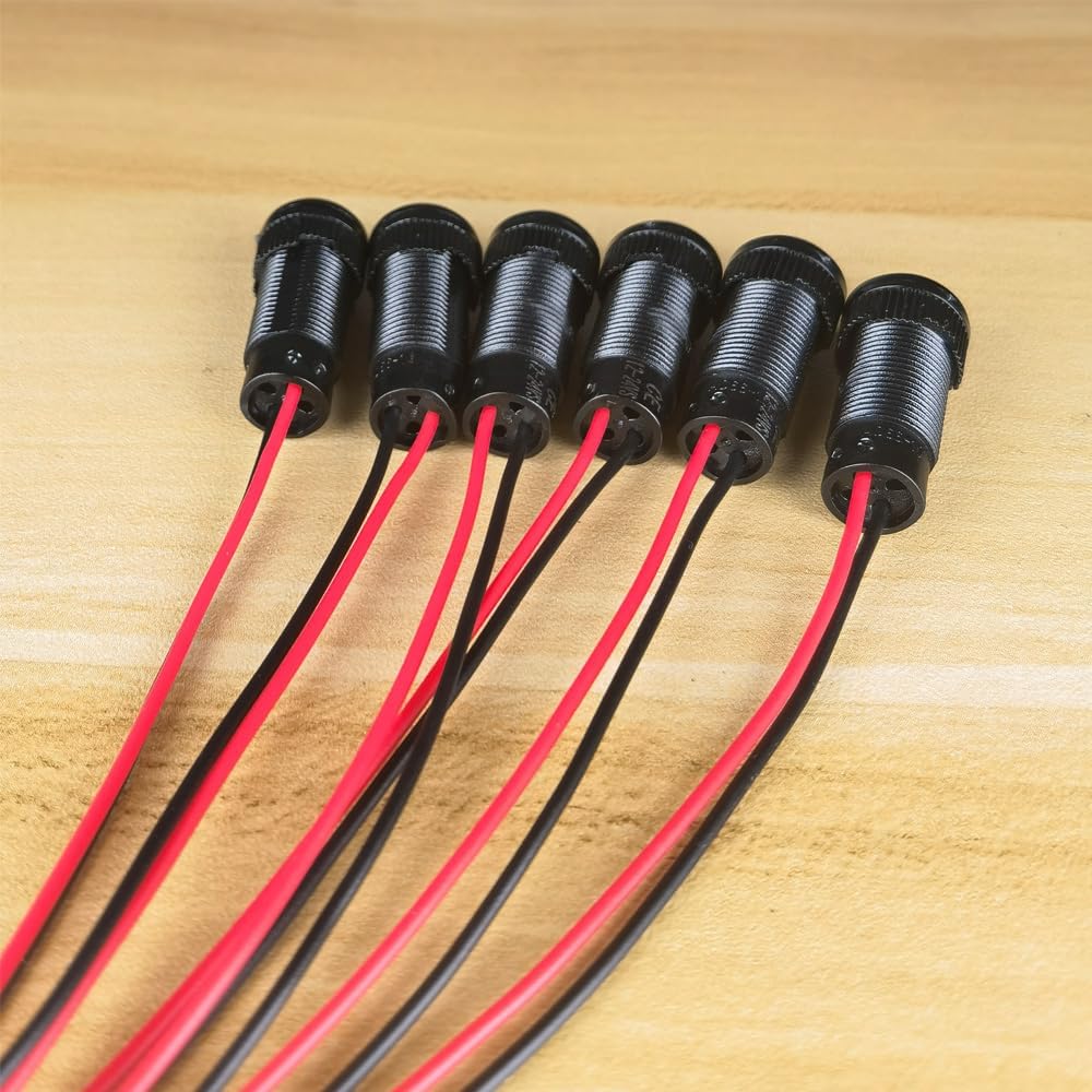 6pcs Red/Blue/Green LED Indicator Pilot Light AC/DC 12-24V Mounting Hole Size 10mm(Flame Retardant Plastic Shell)