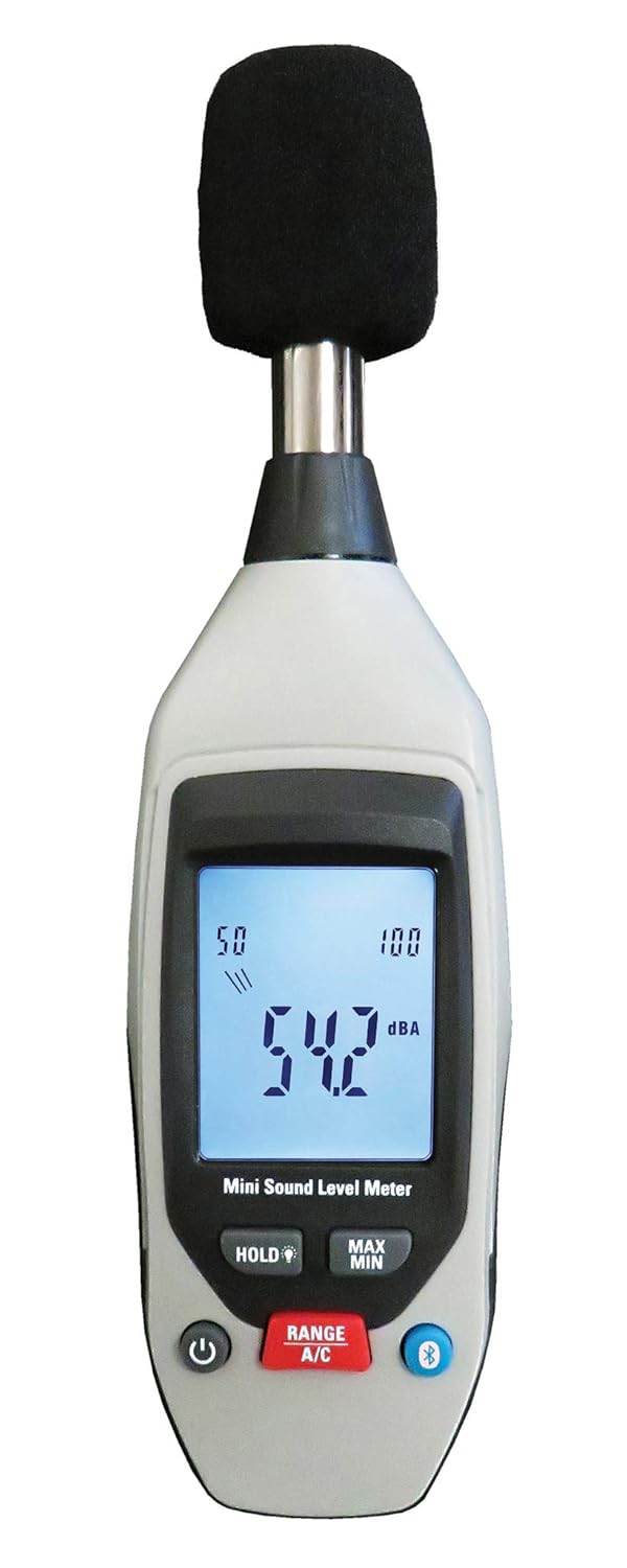 Sper Scientific Decibel Meter 850019 w/Bluetooth, Sound Level Meter 35 to 130 dB, SPL A/C Weighted, Dual Range Max/Min & Data Hold, Compact Audio Noise Measuring Device, Large Backlit Display - 4 pc