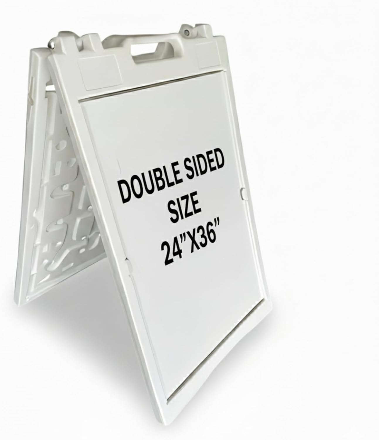 Deluxe A-Frame Sidewalk Sign, White, Double-Sided Display Board with Water-Fillable Base, 24x36 Inch Poster Size, Weather-Resistant PE Plastic (White)