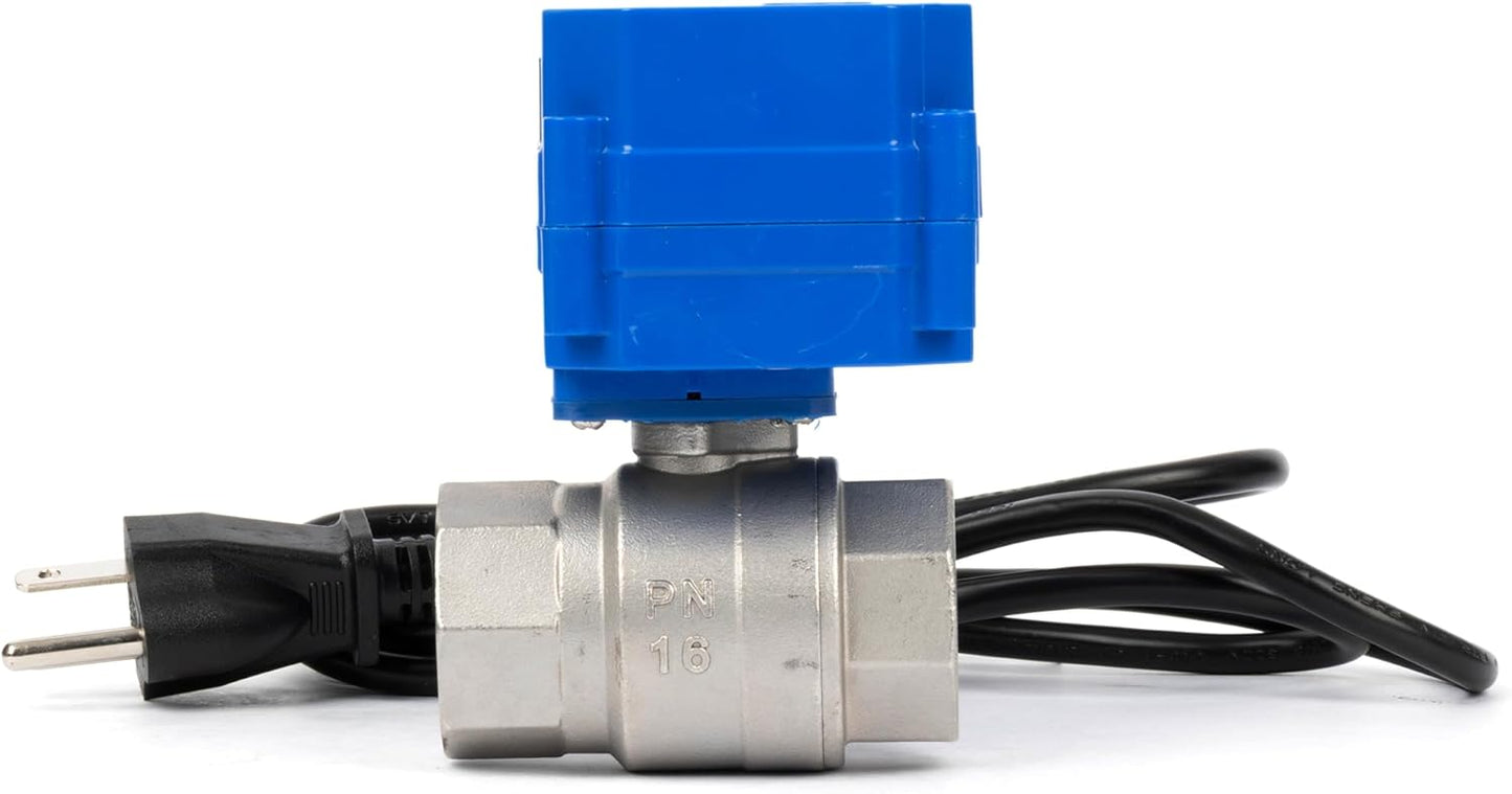 U.S. Solid 1" Motorized Ball Valve with US Plug 110VAC Stainless Steel Electrical Ball Valve,Auto Return, Normally Open