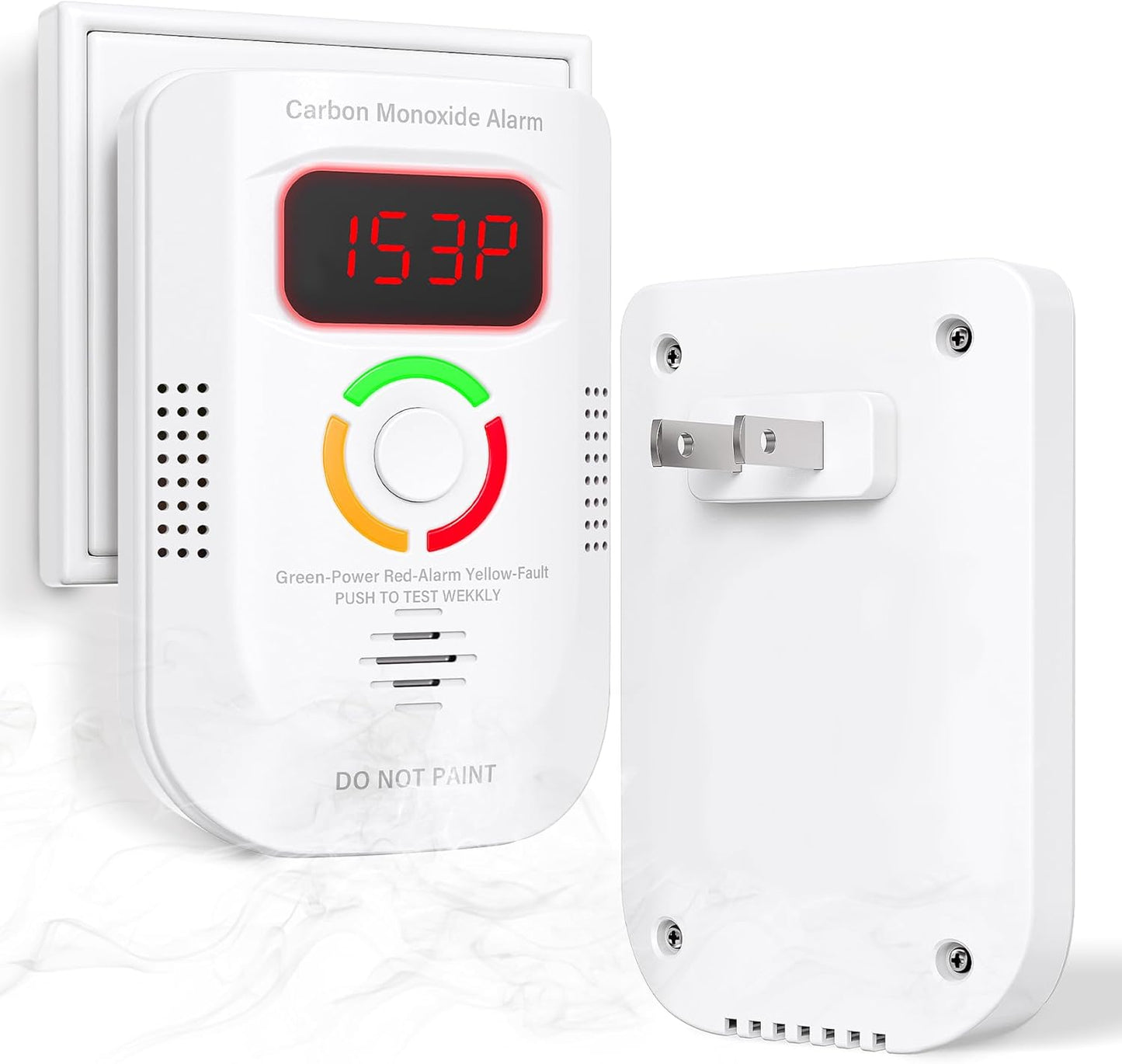 Carbon Monoxide Detectors Plug in, Carbon Monoxide Alarm with Digital Display LED, Portable CO Detector with Audible and Visual Alarm Test Mute Button, CO Alarm Monitor for Home/Kitchen/Hotel