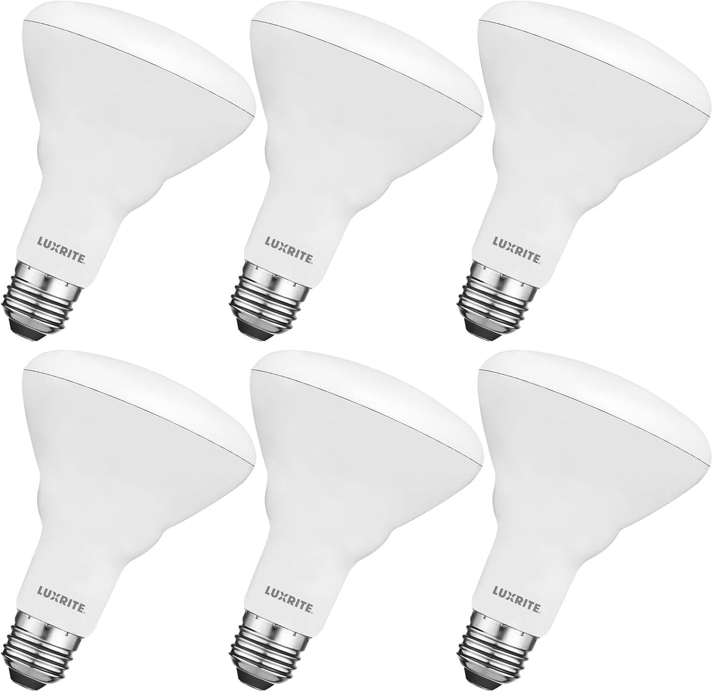 Luxrite 6-Pack BR30 LED Bulb, 65W Equivalent, 3500K Natural White, Dimmable, 650 Lumens, LED Flood Light Bulbs, 8.5W, Energy Star, E26 Medium Base, Damp Rated, Indoor/Outdoor - Living Room and Kitchen