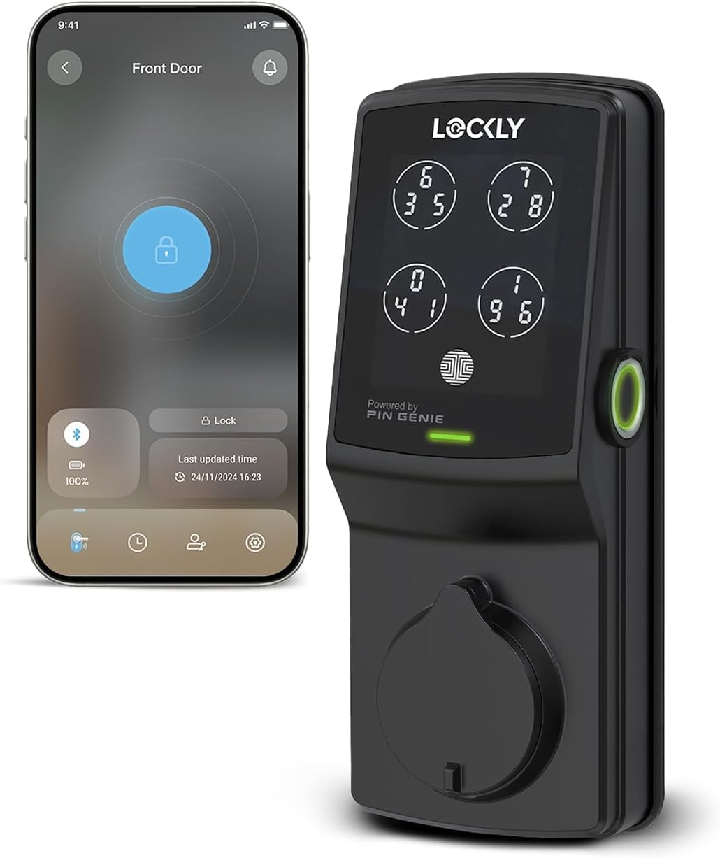 Lockly Secure Plus, Keyless Entry Door Lock, Smart Locks for Front Door, Smart Lock Deadbolt, PIN Genie® Keypad, 3D Biometric Fingerprint Sensor, Auto Lock Smart Door Lock