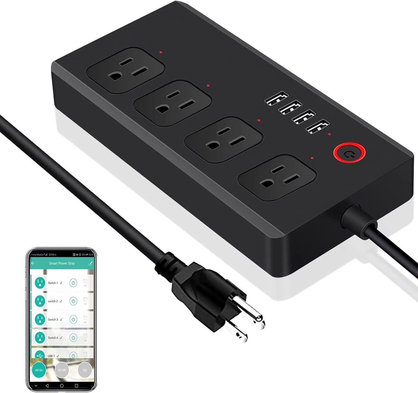 Xenon ZigBee Power Strips Surge Protector, USB C Power Strip, Smart Life APP/Timer, 4 Individually Controlled Outlets, Compatible with Alexa Google Home Phillilps HUE, Need ZigBee Gateway Hub-Black