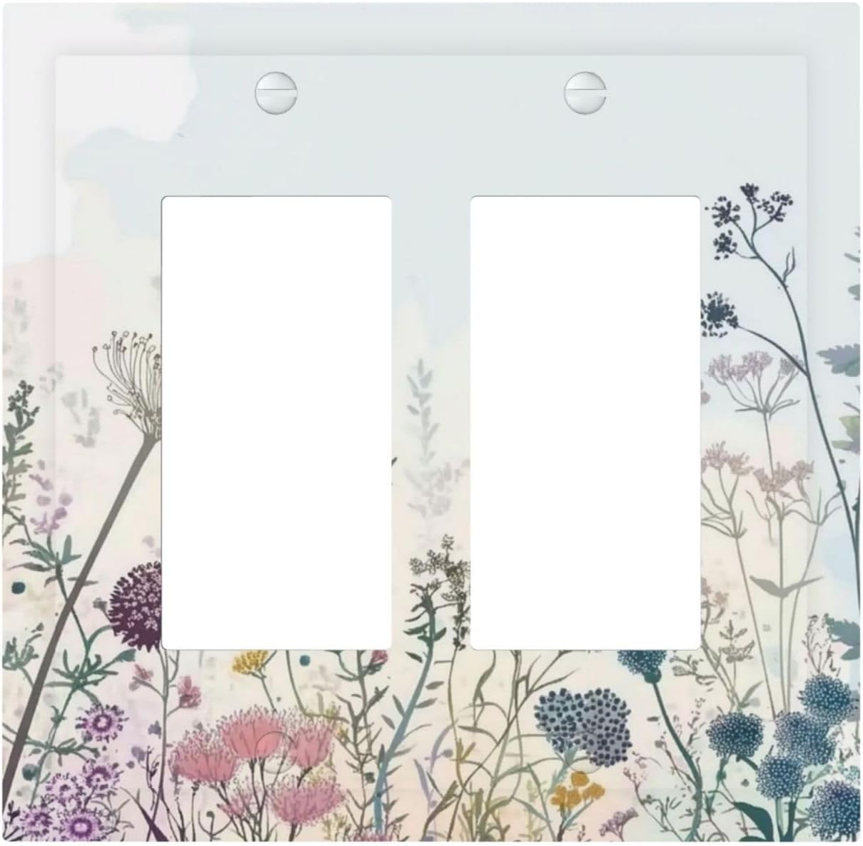Colorful Wildflower Watercolor Dandelion Floral Decorative Outlet Covers 2 Gang Double Gfci Rocker Electrical Wall Panels Light Switch Cover Plate For Cabin Home Decor