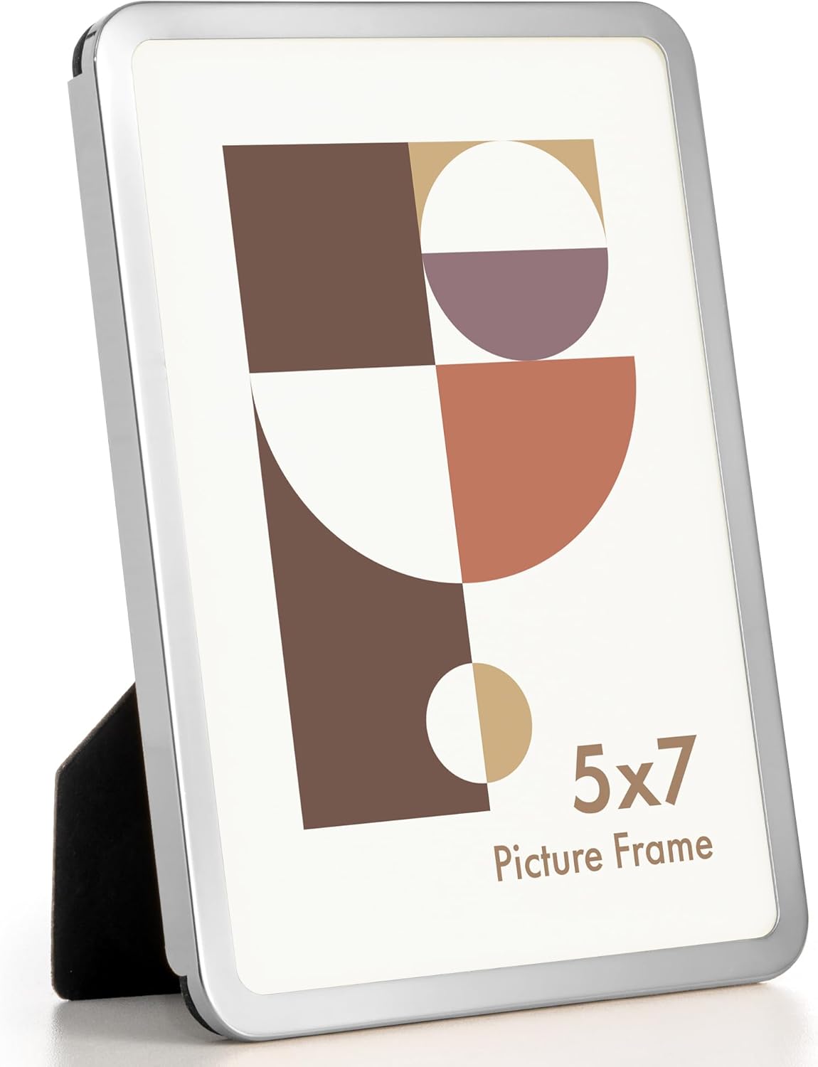Axeman 5x7 Picture Frame-Metal Rounded Corner Frame 5x7, 5''x7''Photo Frame with Tempered Glass,Tabletop and Wall Display, One-Piece 5 By 7 Metal Picture Frame for images, Silver