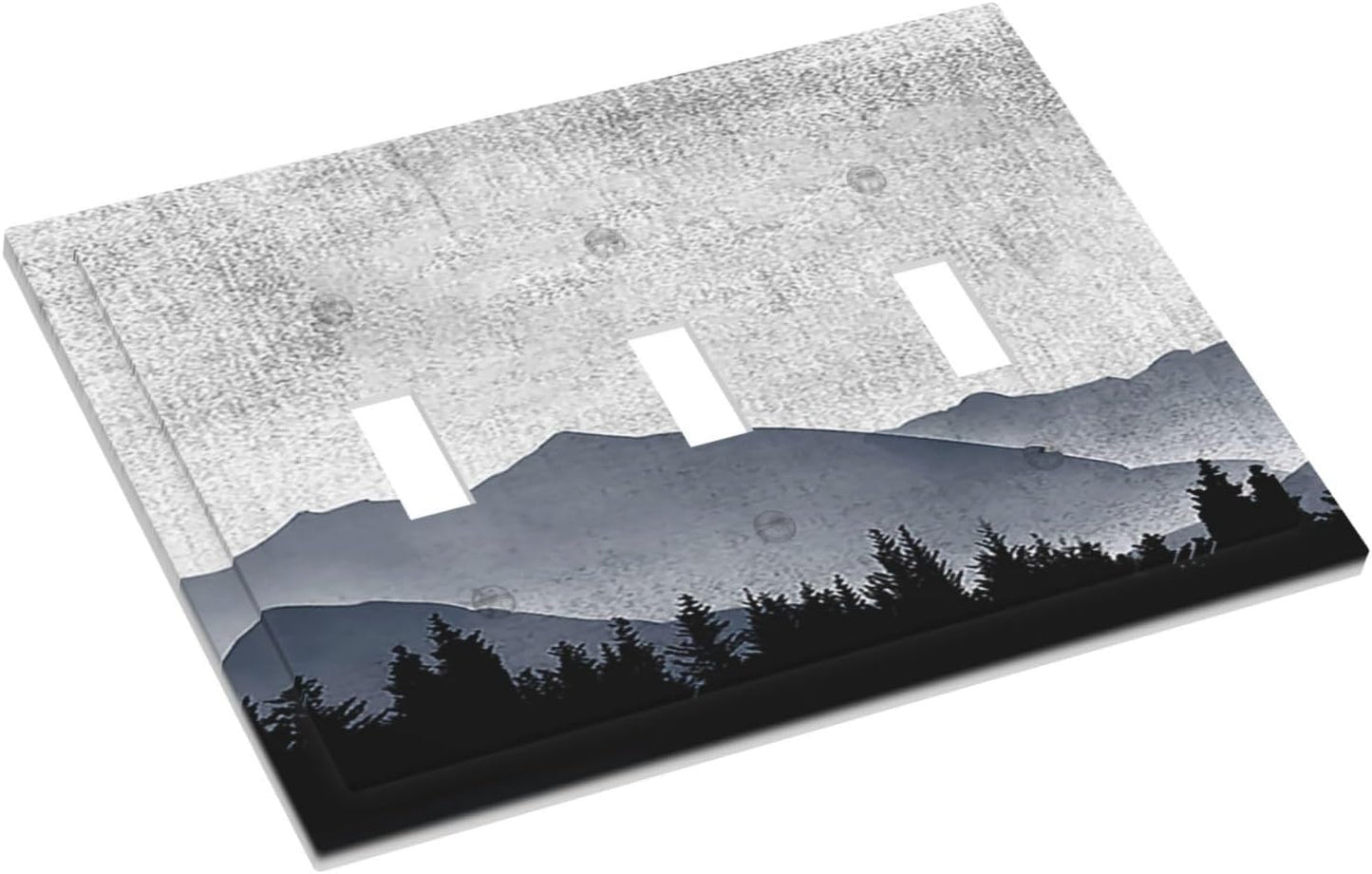 Decorative Switch Plates Natural Landscape Mountains Pine Trees 3 Gang Wall Plate Triple Toggle Light Switch Cover Faceplate Electrical Wall Panels for Bedroom living Room Decor