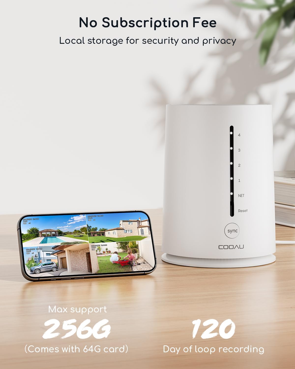 COOAU 4MP Cameras for Home Security, Solar Security Camera Wireless Outdoor System,4 Cam-Kit,360° Pan & Tilt,Color Night Vision,Motion Detection,No Monthly Fee,Siren Alarm,IP66,64GB Memory Card