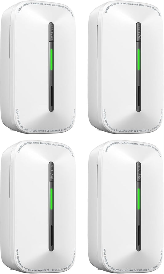 SITERWELL Plug in Carbon Monoxide Detector 10 Year Battery, CO Alarm Detector with Electrochemical Sensor and Sound Warning, AC Powered Portable Carbon Monoxide Detector for Home Office Travel,4-Pack