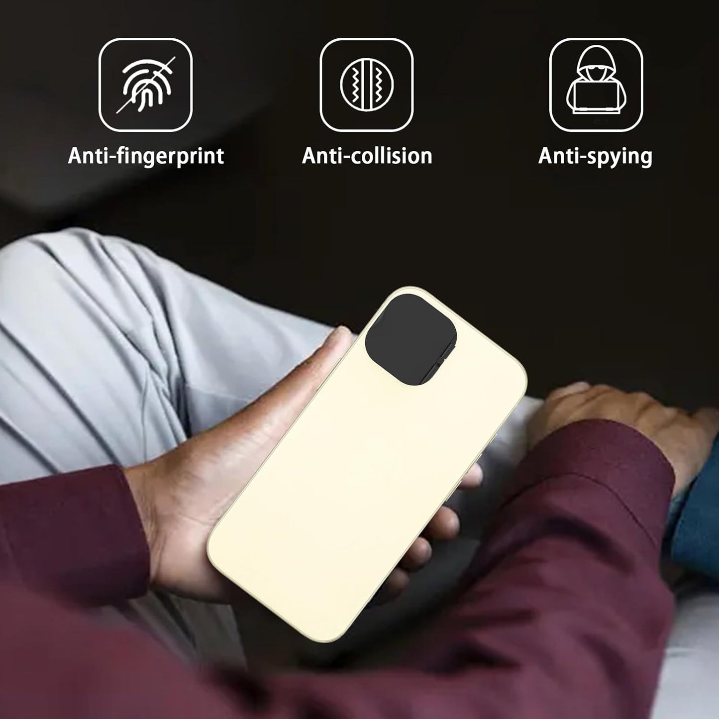 Front Camera Cover Compatible for iPhone 15/15 Plus with Rear Lens Cover,Protect Privacy and Security But Not Affect Facial Recognition（2Pack）-2025 Updated Version