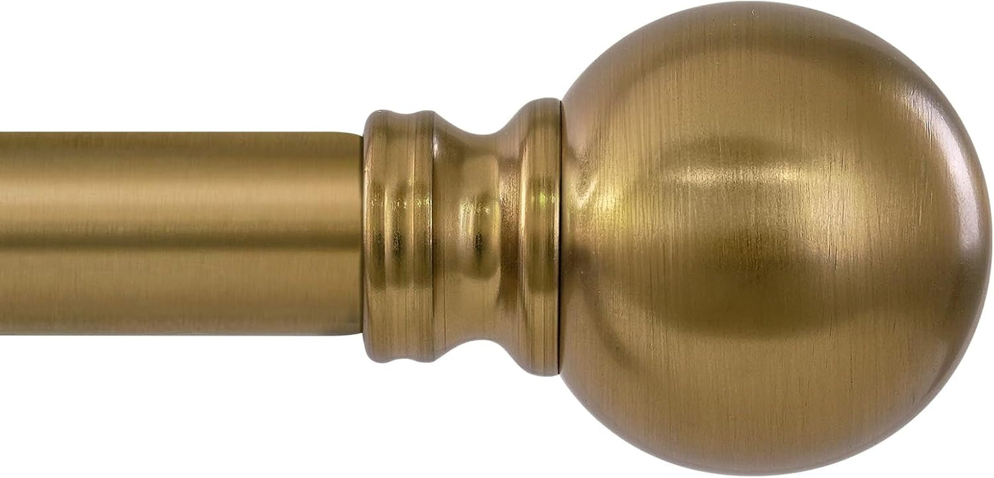 Warm Gold Curtain Rods for Windows 72 to144 Inch Brass Long Heavy Duty Window Curtain Rod Adjustable 1" Diameter with Metal Finials for Living Room Bedroom Farmhouse Kitchen Outdoor