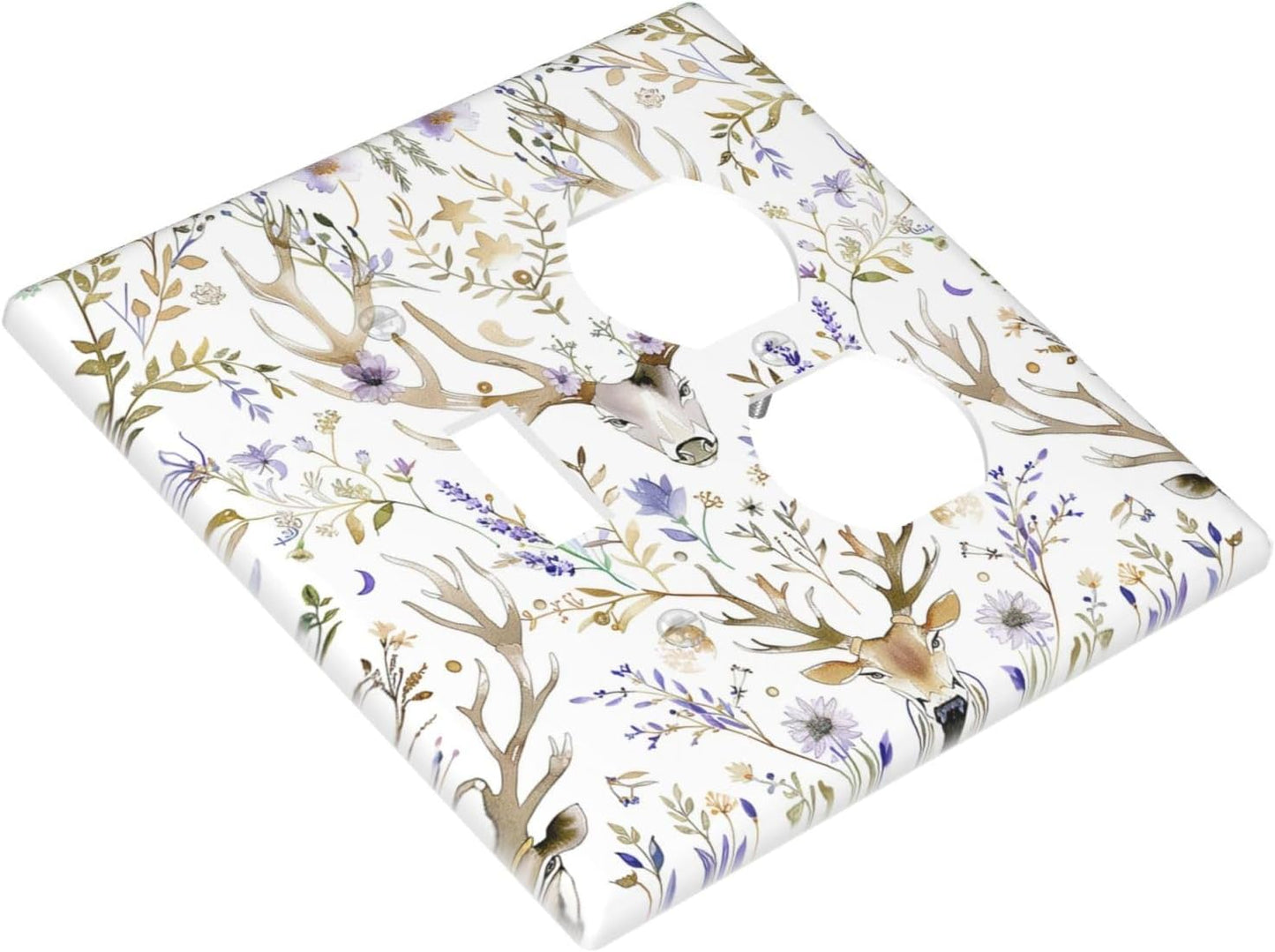 Wallplates Gothic Retro Floral Damask Elk Wild Flower 1 Toggle 1 Duplex Switch Plate Electrical Gfci Faceplate Decorative Light Switch Covers For Bed Room Living Room Decor