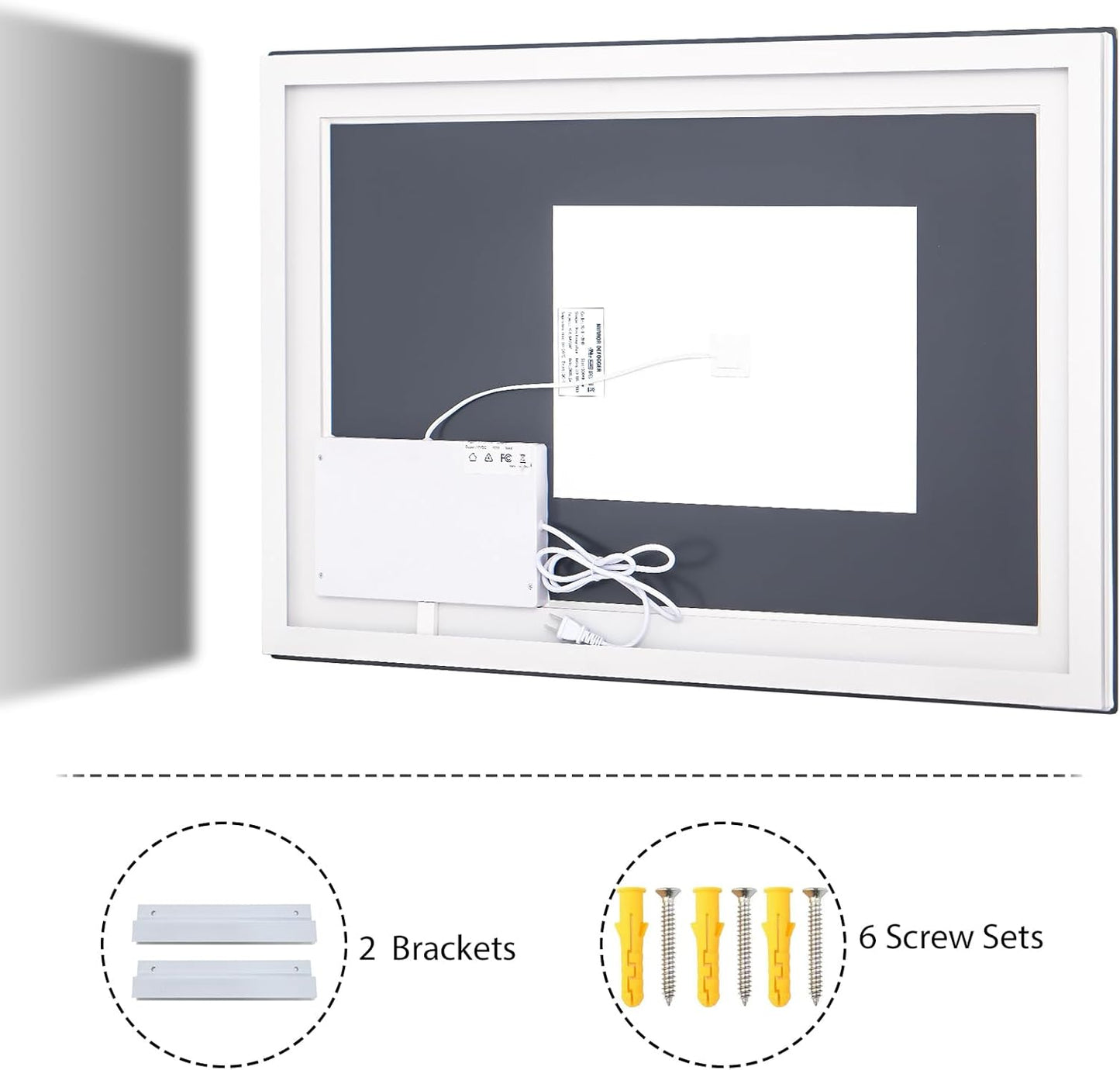VooBang Bathroom Mirror with Lights 47 x 47 inches - 3 Adjustable Lighting Modes LED Bathroom Vanity Mirror, Anti-Fog, Memory Function, Tempered Glass, Wall Mounted Horizontally Vertically