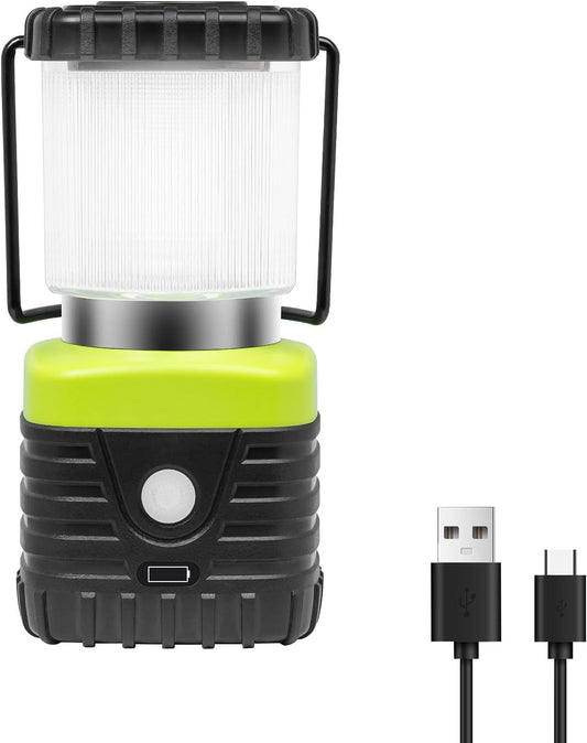 1PCS 3200K Warm Light LED Camping Lantern Rechargeable 1000LM, 4500mAh Power Bank, Flashlight for Hurricane Emergency, Hiking, IP44 Waterproof Lantern(Black)
