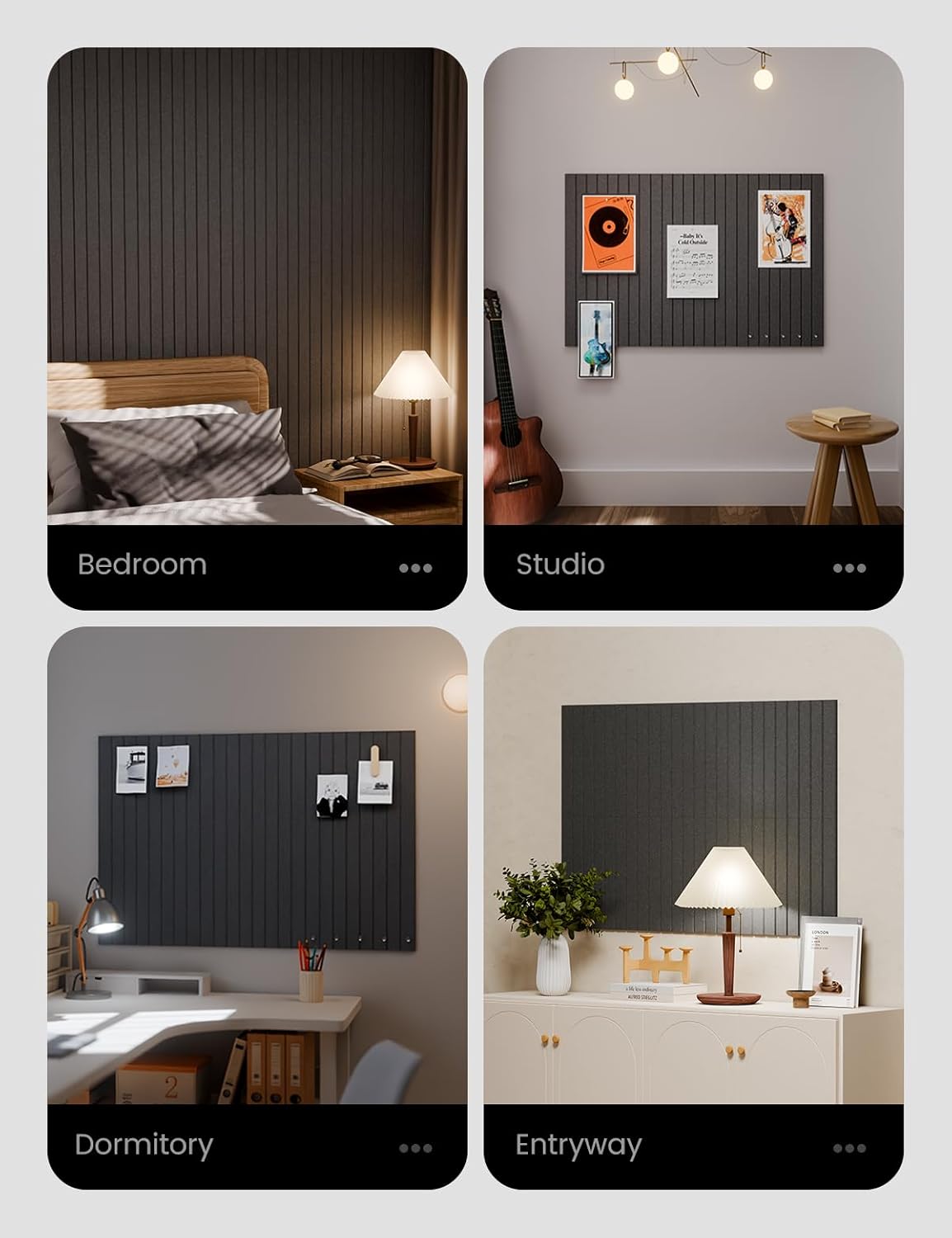 Large Felt Bulletin Board 36" x 24" Cork Board Alternative-6 Pack with 40 Safe Removable Adhesive Tabs, Cork Boards for Walls Cork Board for Home Office Classroom Pin Board (Charcoal Gray)