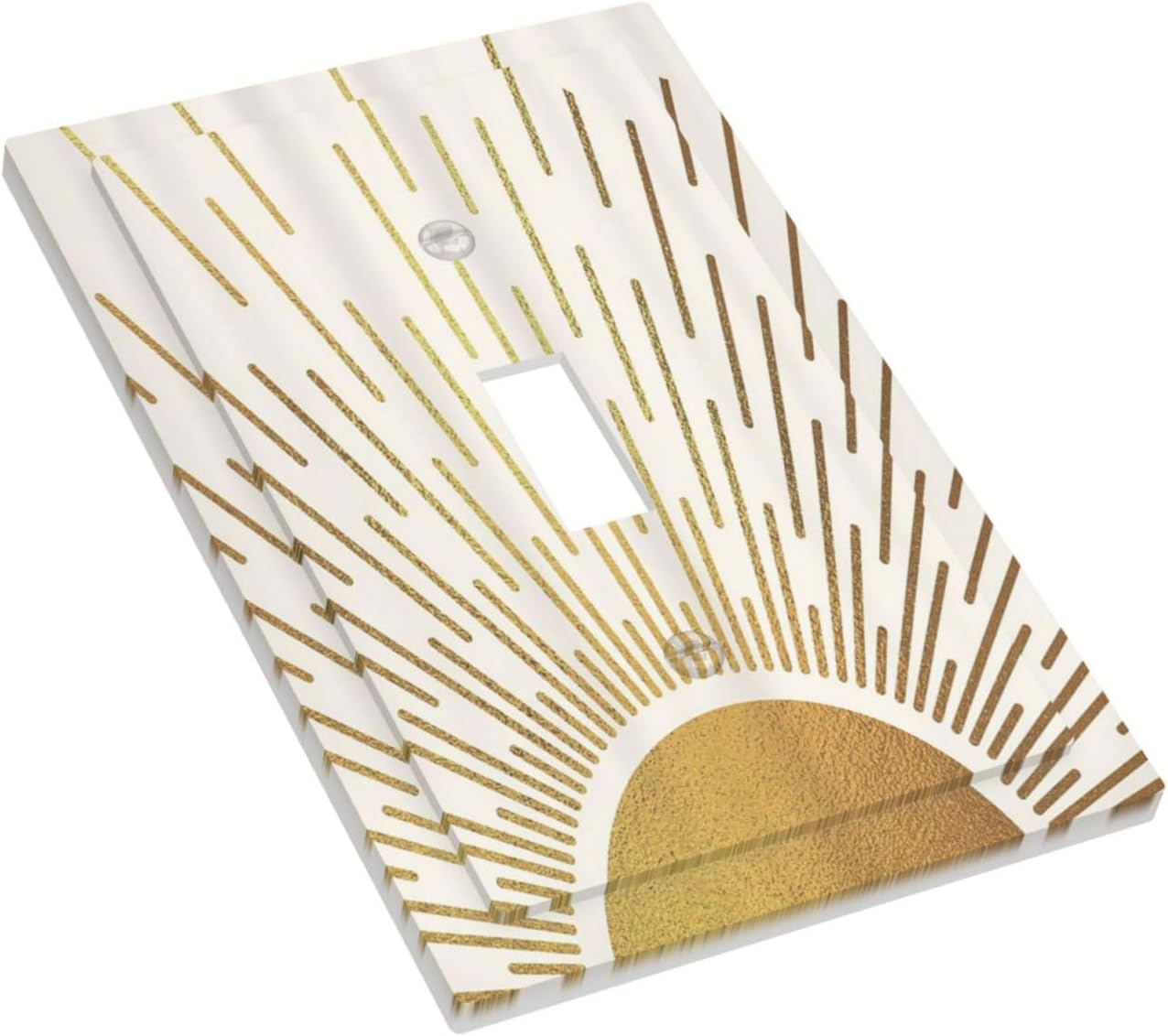Decorative Light Switch Cover Plate Boho Mid Century Gold Sun Sunbeams 1 Gang Single Toggle Wall Plates for Electrical Outlets Outlet Covers Switch Plate Covers Faceplate for Bedroom Decor
