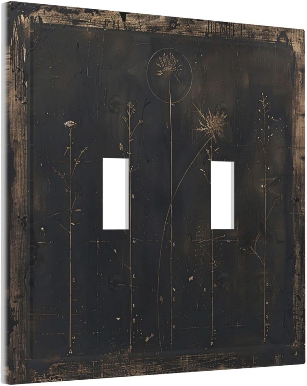 Decorative Switch Plate Covers Black And White Dandelion Art Vintage Wood Grain 2 Gang Double Toggle Light Switch Cover Plate Electrical Wall Plate Outlet Cover for Farmhouse Cabin Decor