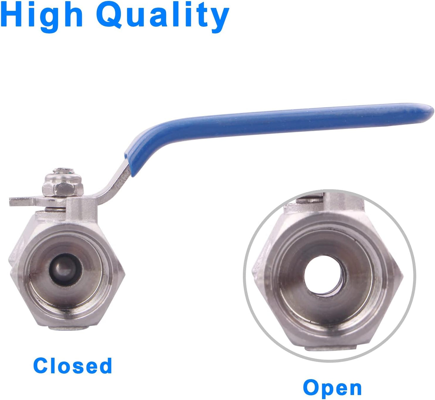 DERNORD Stainless Steel Ball Valve 1PC Type 3/8 Inch NPT Standard Port for Water, Oil, and Gas (3/8 Inch Ball Valve)