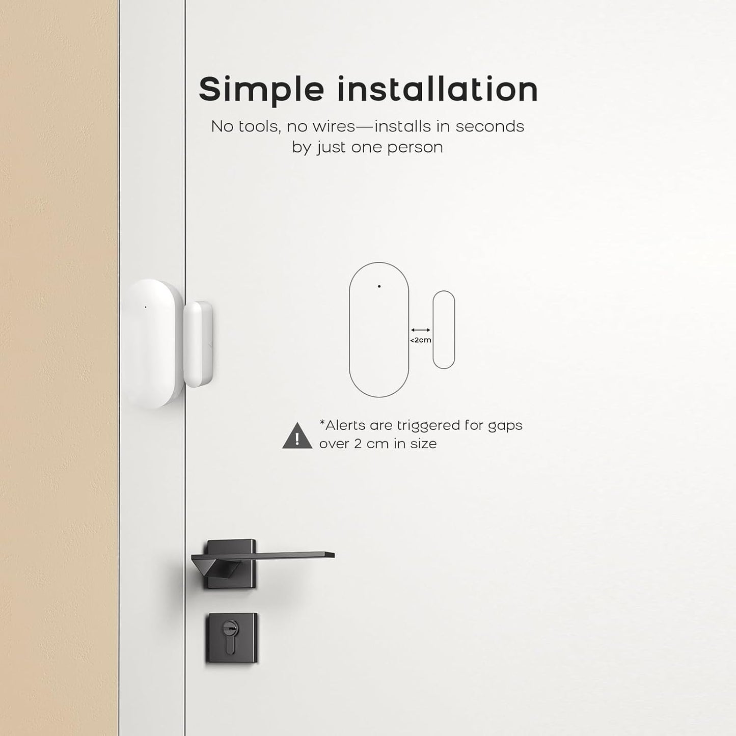 Door Alarm Window Sensors, Door Open Alarm Long Battery Life Wireless for Security Real-Time Notification WiFi Contact Sensor App Control No Monthly Fee, White (4-Pack)