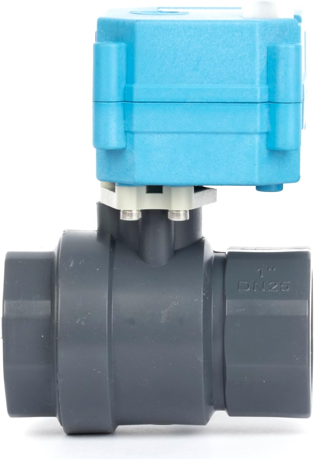 U.S. Solid 1” PVC Motorized Ball Valve - Plastic Electrical Ball Valve, 2 Wire Auto Return, AC 110~230V, Normally Closed