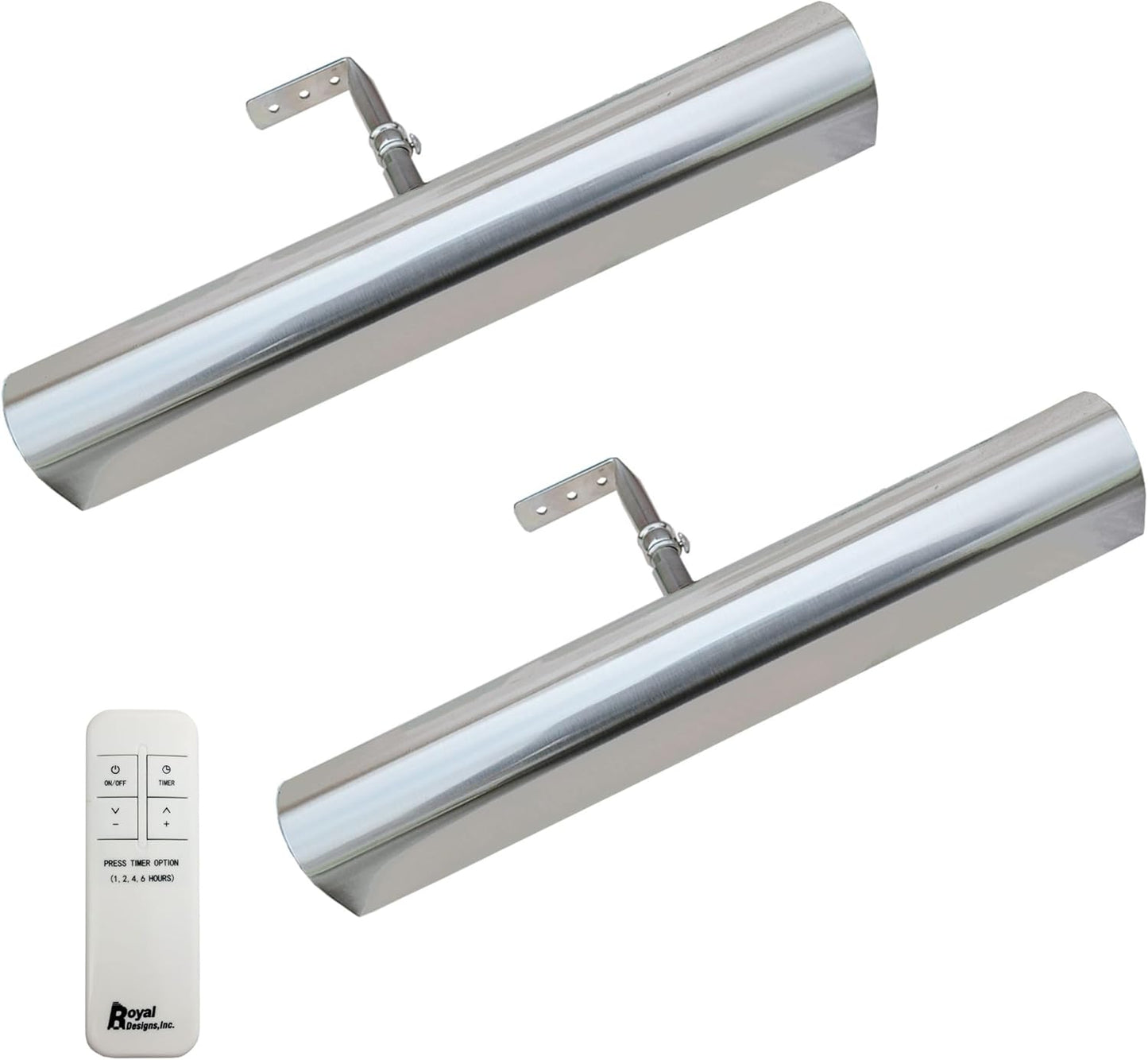 Royal Designs, Inc. Cordless Remote Control LED Picture Light, Dimmable with Timer Function, Brushed Nickel, 14.75 Inches, 2 Pack