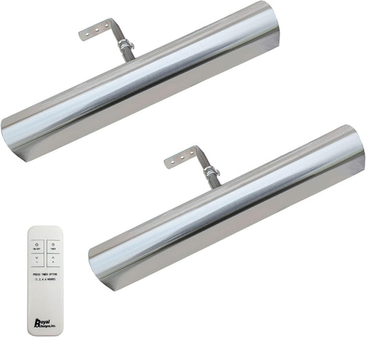 Royal Designs, Inc. Cordless Remote Control LED Picture Light, Dimmable with Timer Function, Brushed Nickel, 14.75 Inches, 2 Pack