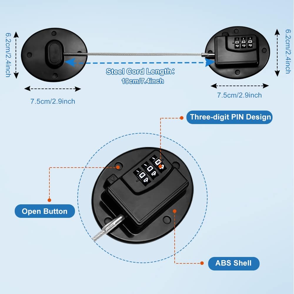 Fridge Lock AOSITE Refrigerator Lock Combination Black Combo Fridge Locks with Code for Adults 2 Pcs Refrigerator Lock for Children Adhesive Freezer Door Lock Child Safe Refrigerator Lock for Kids