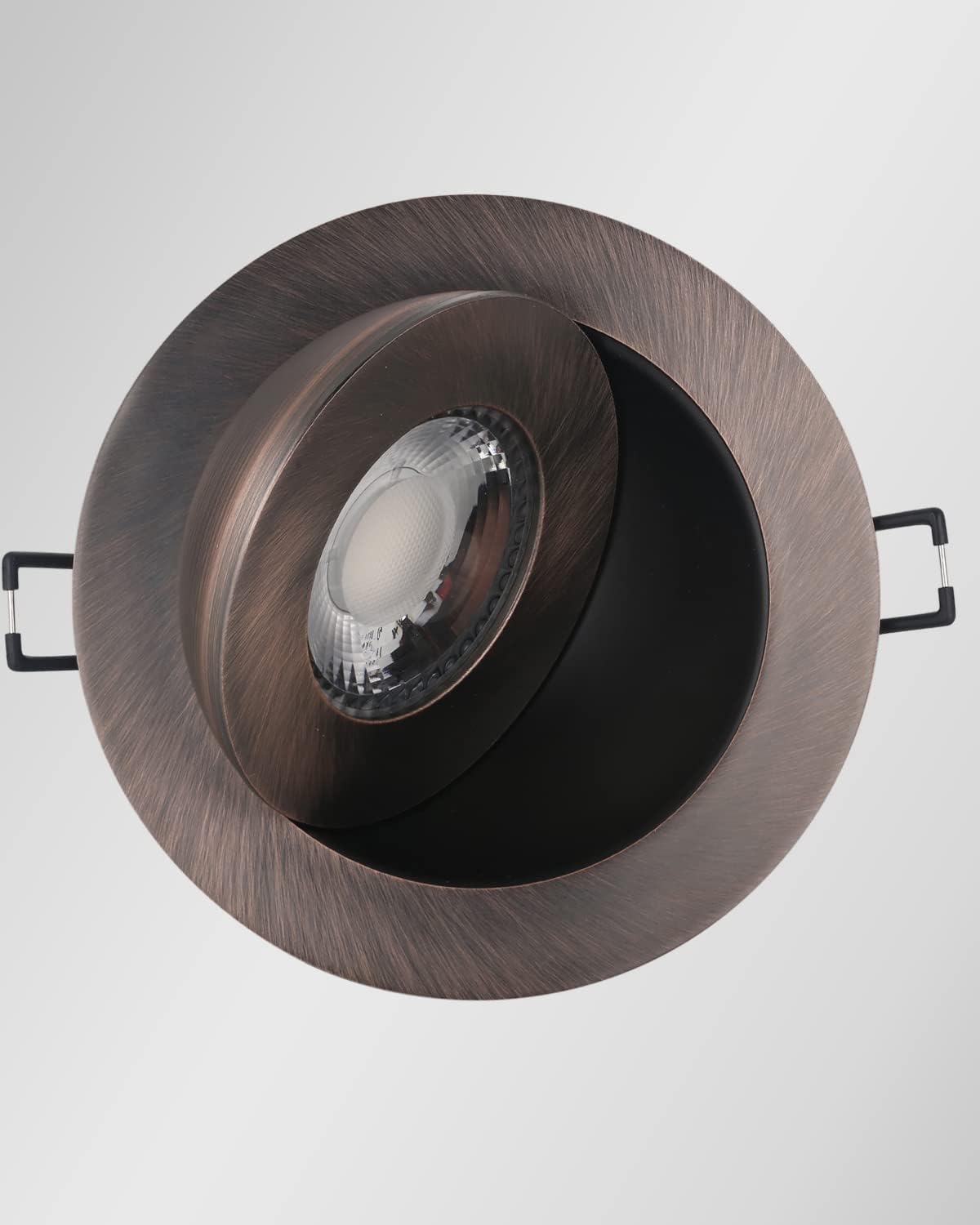 Canless Gimbal LED 4-inch - Swivel 90° tilt 360° Rotation Adjustable 6PACK 4" dimmable Eyeball LED Wafer recessed retrofit Ceiling Spotlight Can Light Oil Rubbed Bronze 4 inch 6 Pack