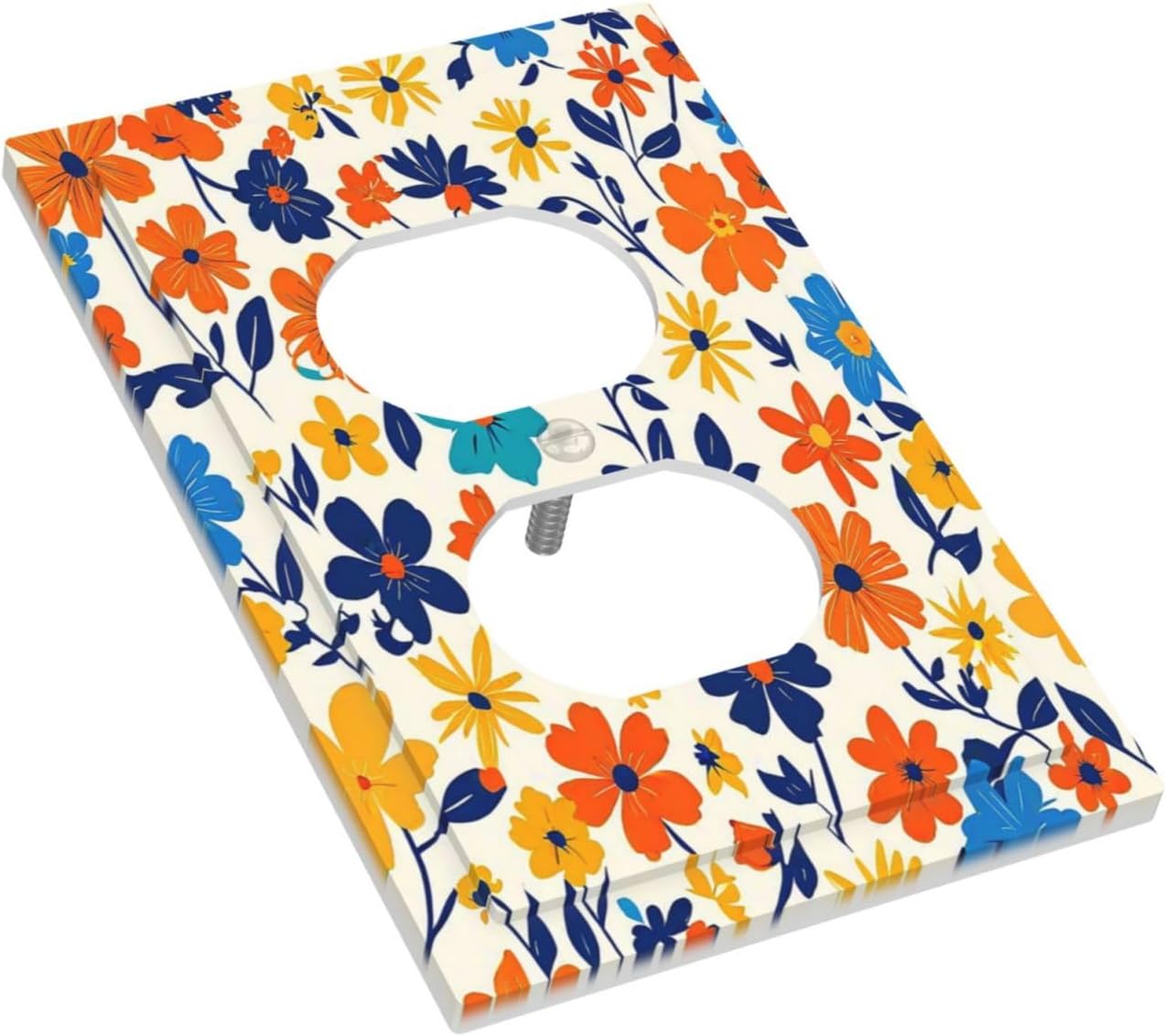 Nature Flowers Botany Plant Art Floral Outlet Covers 1 Gang Duplex Light Switch Cover Wall Plate Decorative Switch Plates Electrical Receptacle Faceplate for Bedroom Bathroom Decor