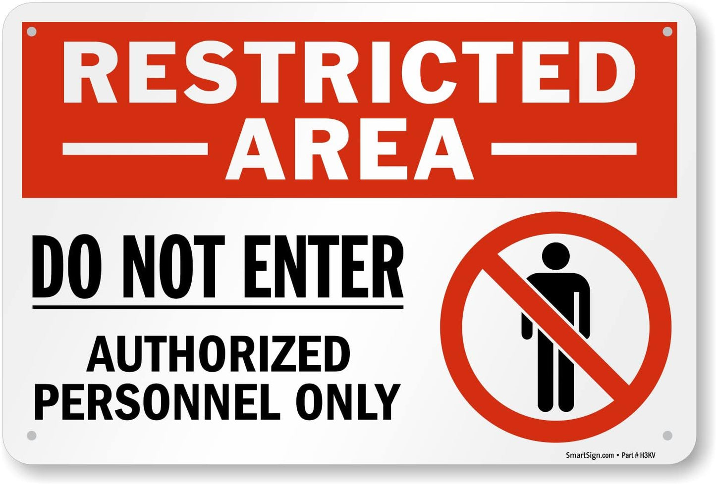 SmartSign 12 x 18 inch “Restricted Area - Do Not Enter, Authorized Personnel Only” Metal Sign with Symbol, 63 mil Laminated Rustproof Aluminum, Red, White and Black, Made in USA
