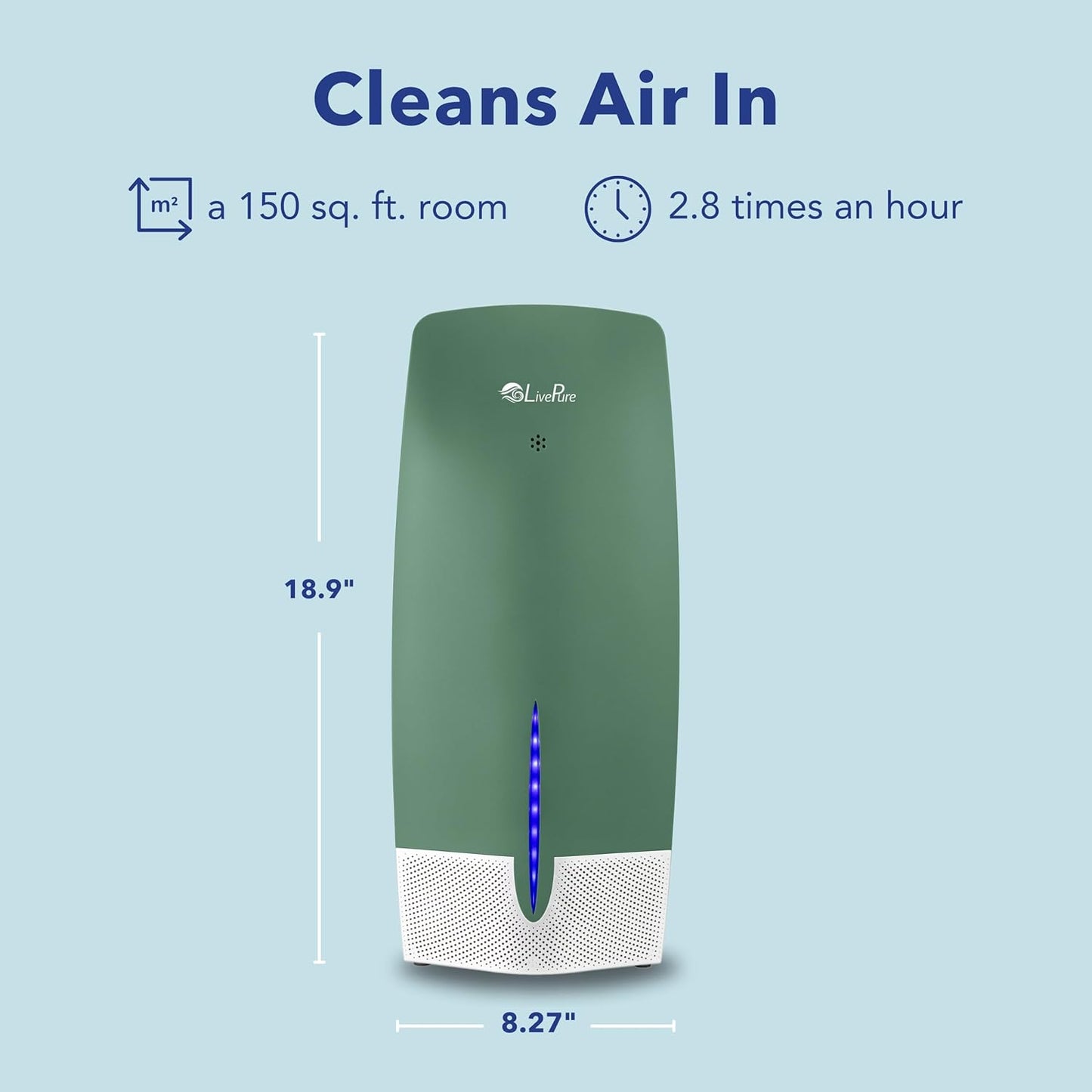 LivePure Air Purifier w/Granular Carbon Insert, LP470THP-OVG, Olive Green