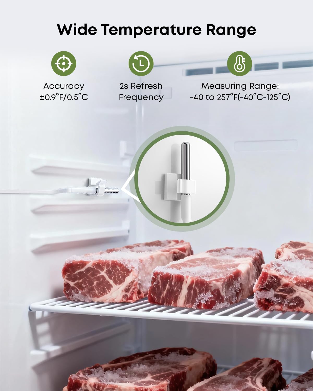 MOCREO WiFi Refrigerator Thermometer with Freezer Alarm, Email Alert, App Notification, Data Logging Export, No Subscription Fee, 2 Remote Temperature Sensor for Home Kitchen, Hot Tub