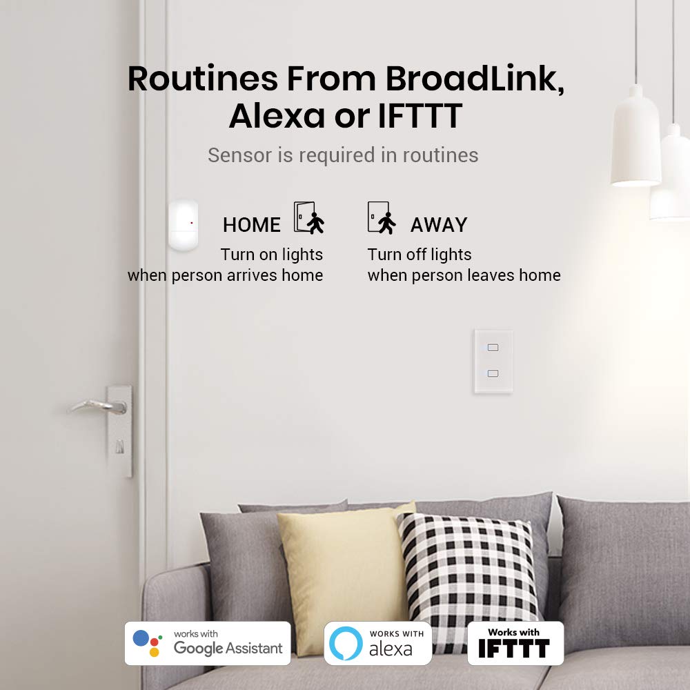 BroadLink Smart Light Switch, No Neutral Wire Required, Single Pole with App and Voice Control, 2-Gang Touch Timer Switch, Compatible with Alexa, Google Assistant, IFTTT, Siri Shortcuts, Hub Included