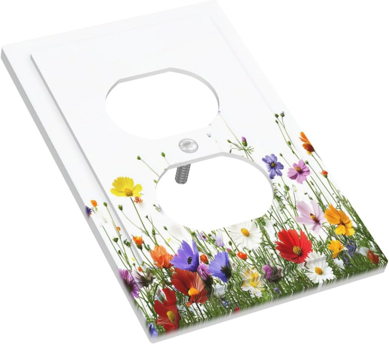 Outlet Covers Colorful Wildflowers Plant Floral Daisy 1 Gang Duplex Light Switch Cover Decorative Switch Plates Electrical Receptacle Faceplate Wall Plate For Bed Room Living Room Decor