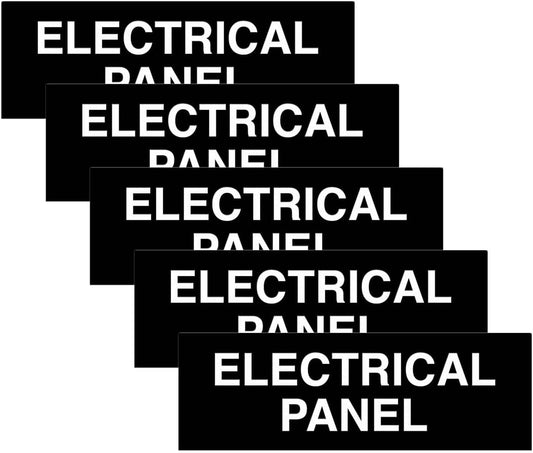 All Quality Basic Electrical Panel Sign - Fire Regulation Safety Compliance Sign - Black - Medium (5 Pack)