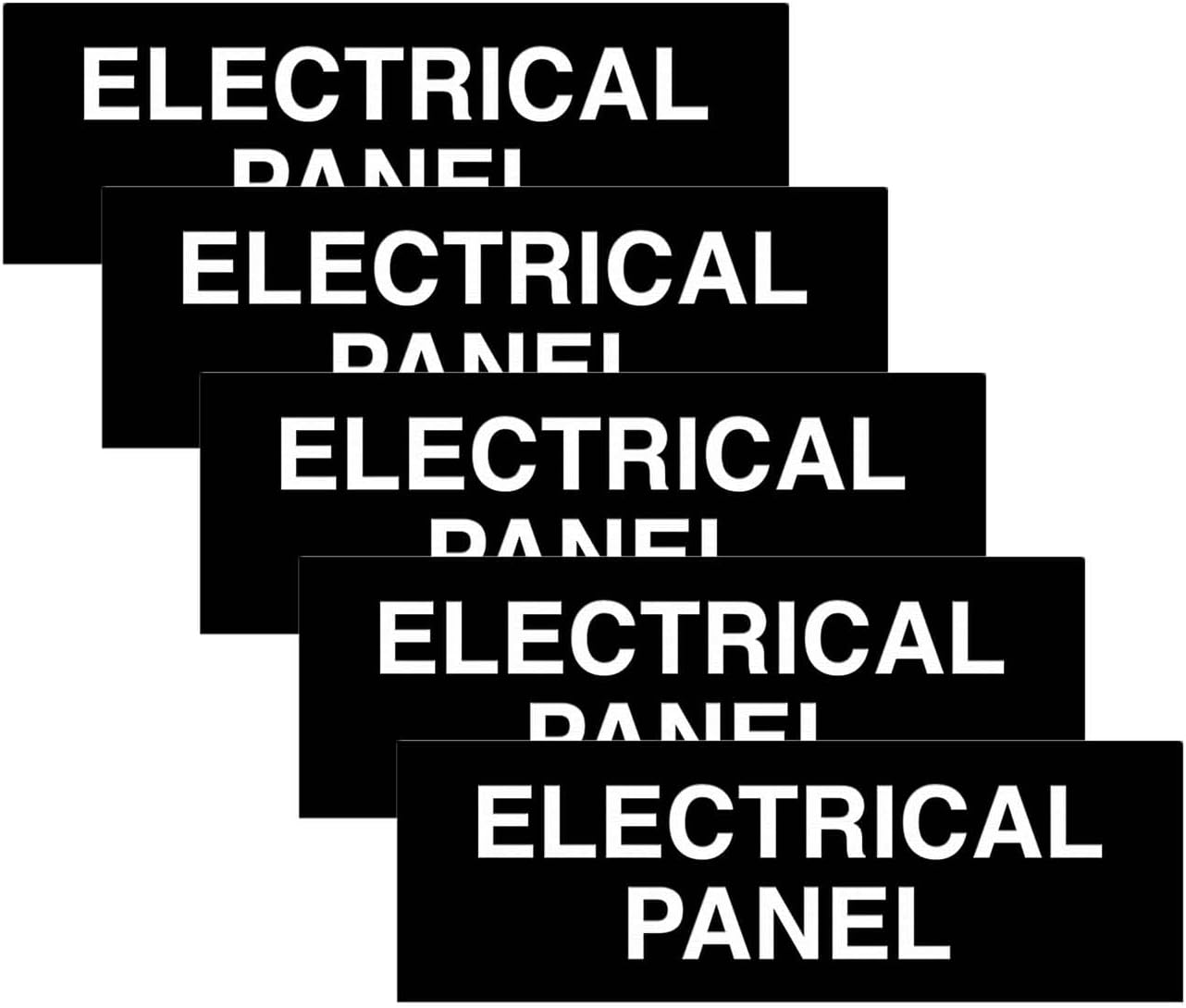 All Quality Basic Electrical Panel Sign - Fire Regulation Safety Compliance Sign - Black - Large (5 Pack)