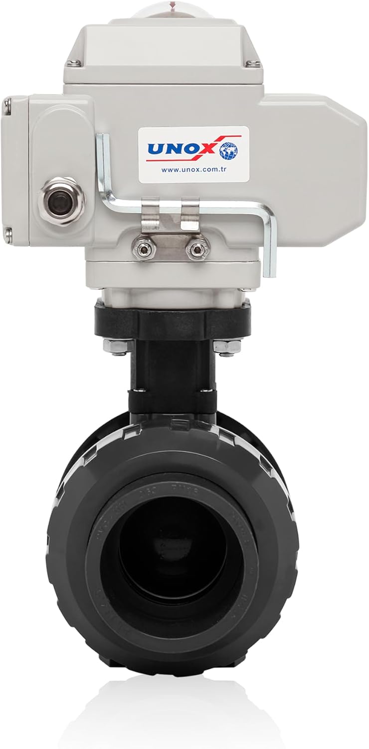 Unox 110V AC Electric Actuated Ø20 (1/2") U-PVC Ball Valve, Motorized Ball Valve For Water - PN16
