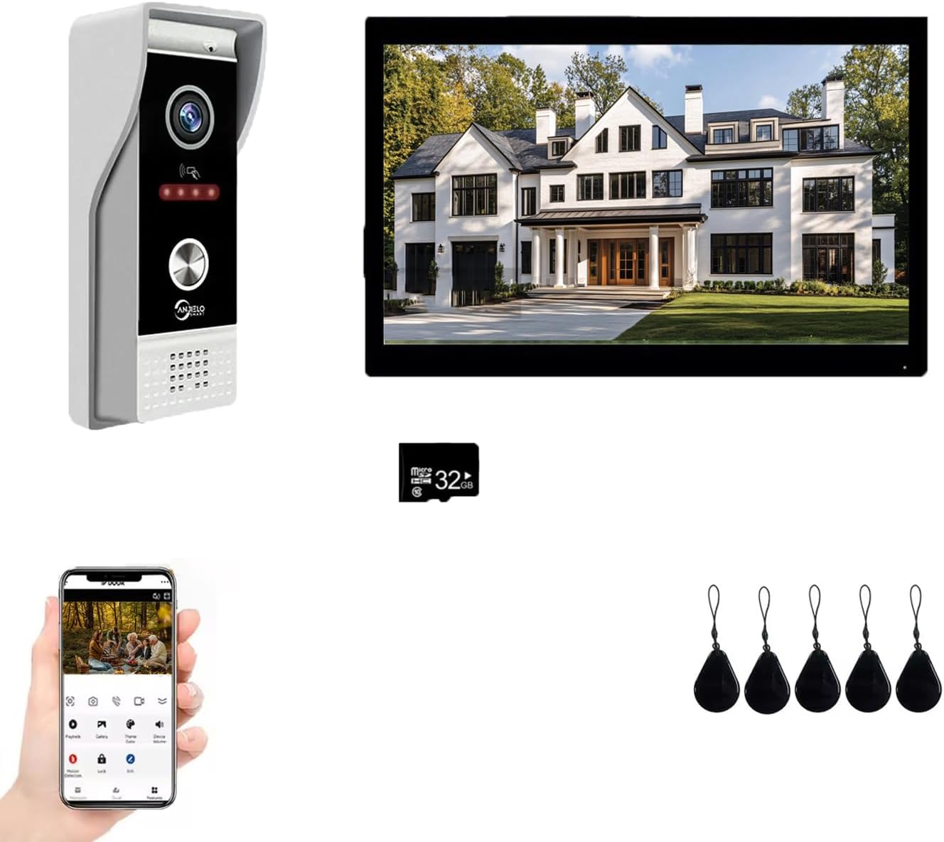 Video Doorbell Intercom System,10 Inches Touch Screen (Black) Video Doorbell Door Phone System,Support Remote Unlock, Dual-Way Intercom,Night Vision for Villa House Apartment (1-Camera + 1-Monitor)