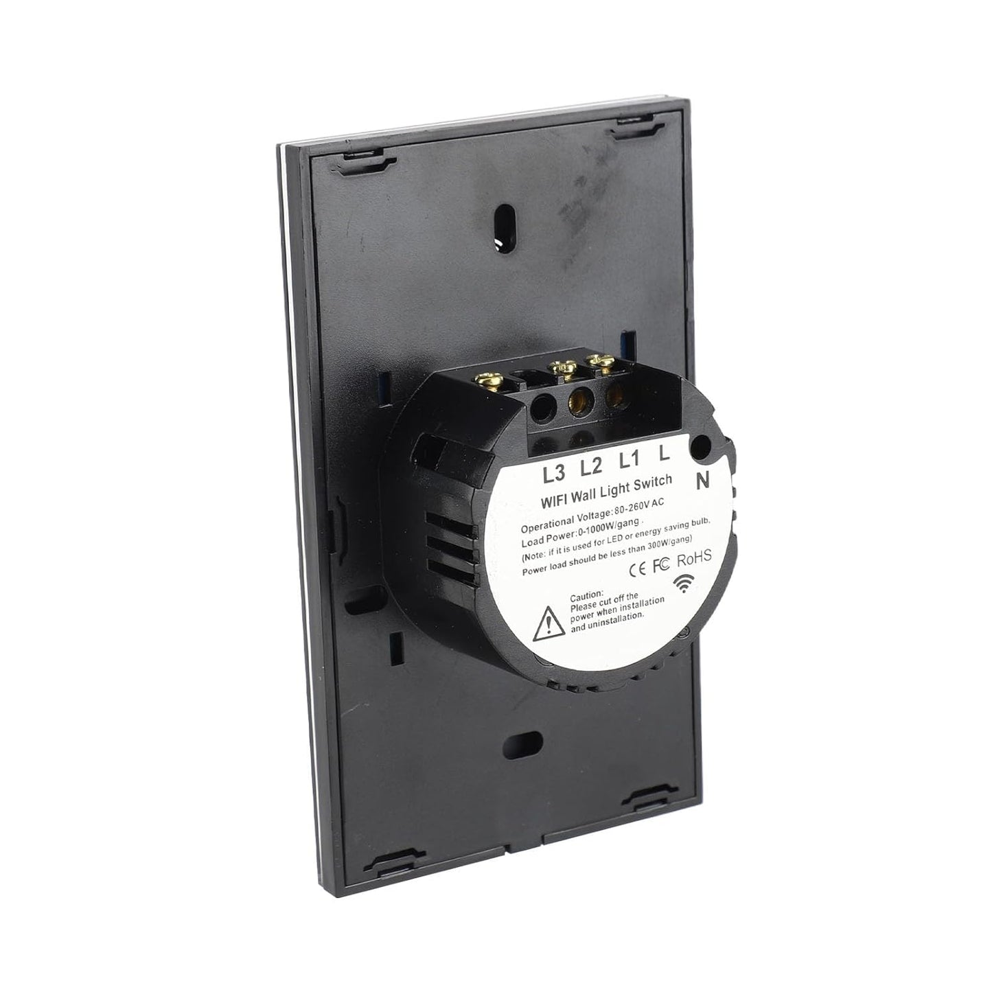 aqxreight WiFi Touch Panel 2 Gang Light Switch for Home with Remote Control and Voice Compatibility in Black