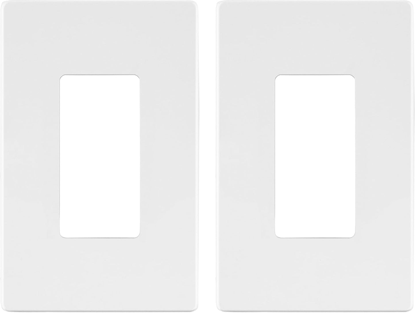 LIDER Matte Finish Decorator Switch Cover, Screwless Wall Plate, Mid-Size 1-Gang 4.88" x 3.11", Unbreakable Polycarbonate Thermoplastic, UL Listed, LSWP-31M-W2P, White, 2 Pack