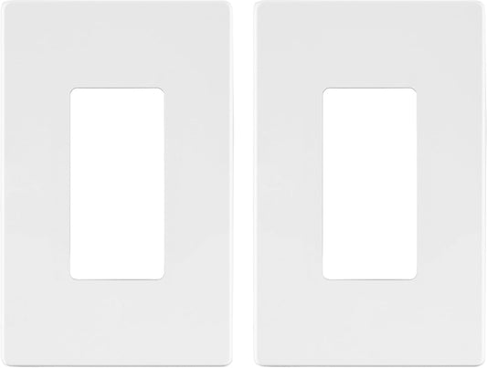 LIDER Matte Finish Decorator Switch Cover, Screwless Wall Plate, Mid-Size 1-Gang 4.88" x 3.11", Unbreakable Polycarbonate Thermoplastic, UL Listed, LSWP-31M-W2P, White, 2 Pack