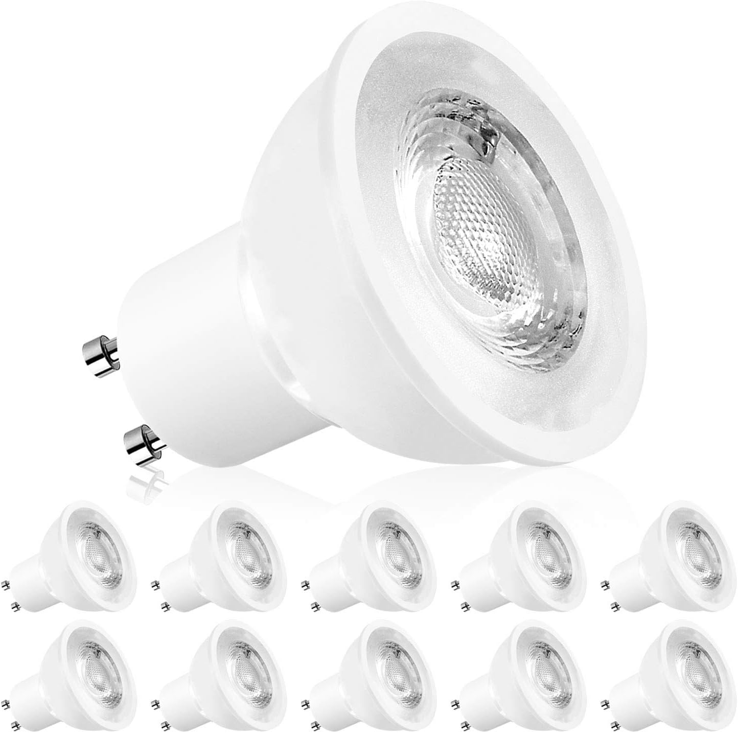 LUXRITE MR16 GU10 LED Bulbs Dimmable, 50W Halogen Equivalent, 5000K Bright White, 500 Lumens, 120V Spotlight LED Bulb GU10, Enclosed Fixture Rated, Perfect for Landscape or Home Lighting (12 Pack)