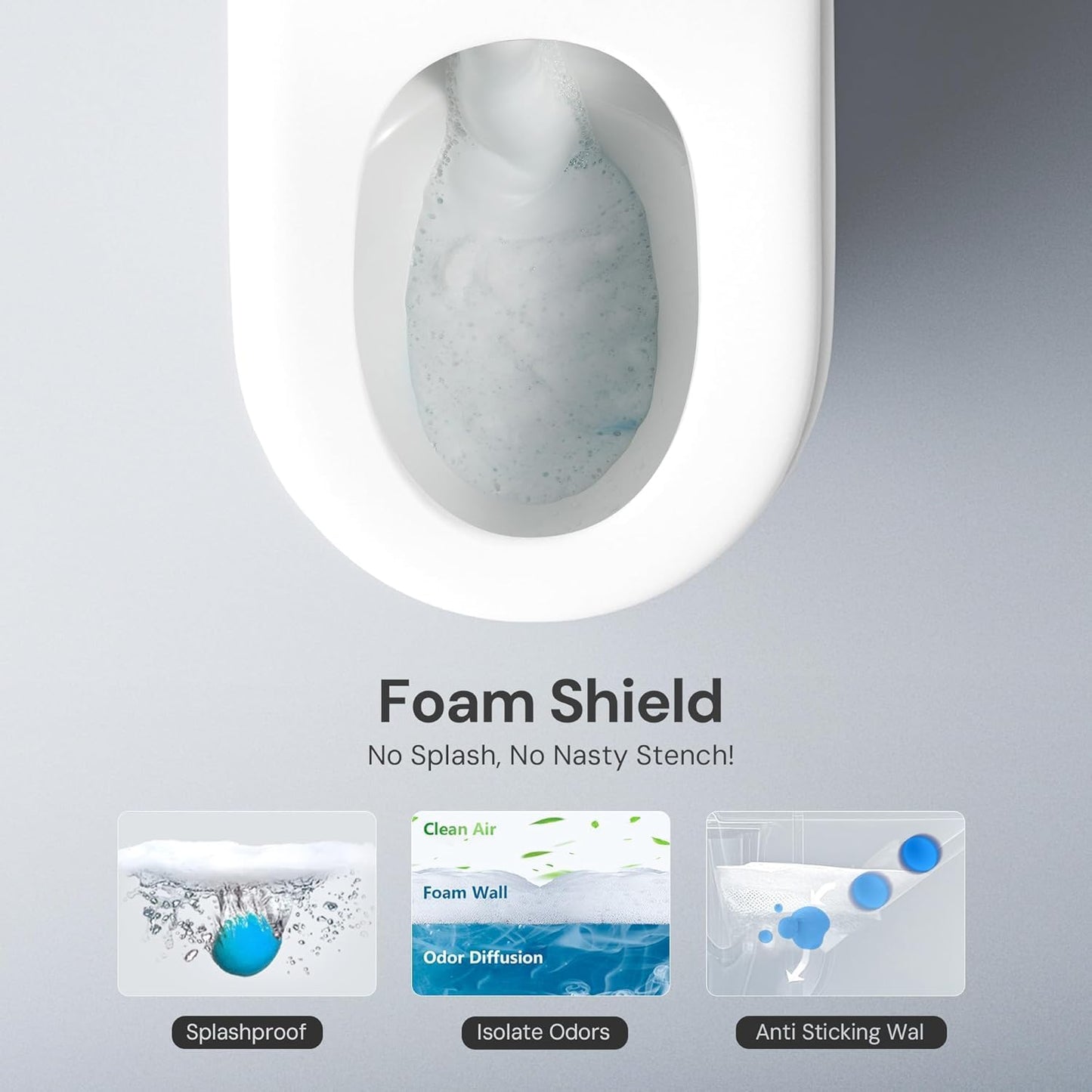 Smart Toilet with Bidet Built In, One Piece Toilet with Built-in Tank, Auto Open/Close Lid, Auto Flush, Remote Control, Adjustable Heated Seat, Foam Shield, Warm Water and Dryer, Night Light