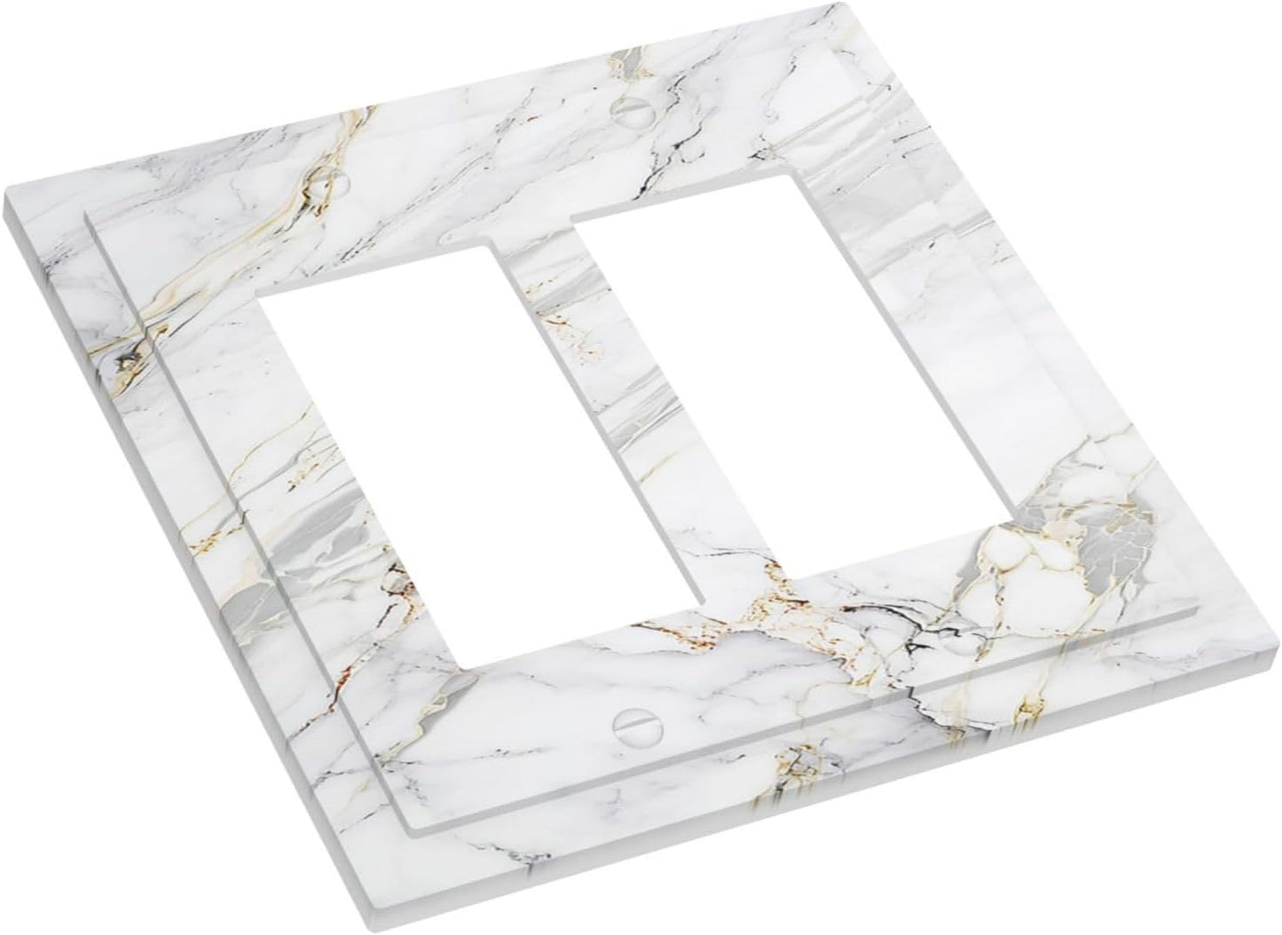 Decorative Outlet Covers Gray Gold Marble Abstract Modern Luxury 2 Gang Double Rocker Light Switch Cover Plate Electrical Switch Plate Cover Decorate GFCI Wall Plate for Bedroom Home Decor