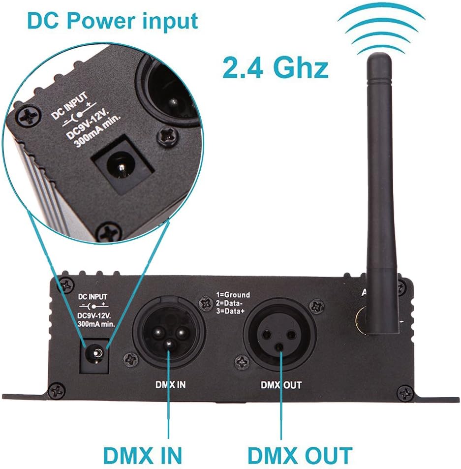 DMX512 Controller 2.4G Wireless Controller Transmitter Receiver LCD Display Power Adjustable Lighting Repeater Controller 16 Groups ID Coding for Party DJ Show Club Stage Disco Stage Light