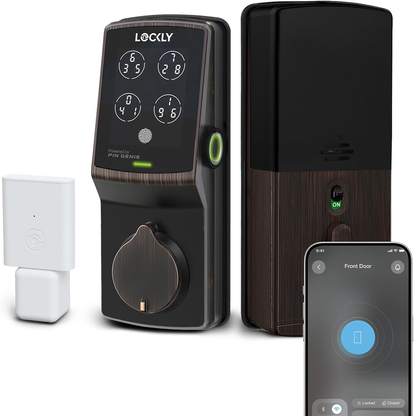 Lockly Secure Pro Smart Deadbolt, Wi-Fi Smart Lock, Keyless Entry with PIN Genie® Keypad, 3D Biometric Fingerprint, Auto Lock, Rekeyable-Venetion Bronze