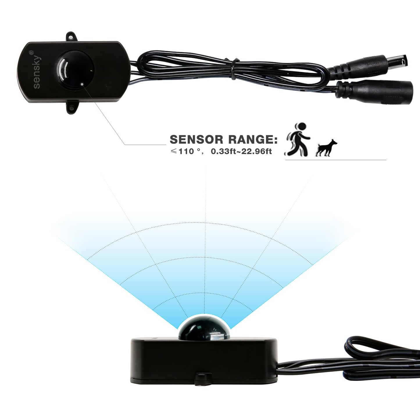 SENSKY BS010H DC 12V to 30V 3A Mini Pir Motion Sensor Switch,Occupancy Sensor Switch for Kitchen Cabinet, Pantry, Closet led Lighting (Delay Time, Sensor Distance, Adjustable)